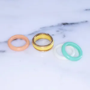 Vintage Avon Interchangeable Band Ring Mint White Peach Yellow with Gold