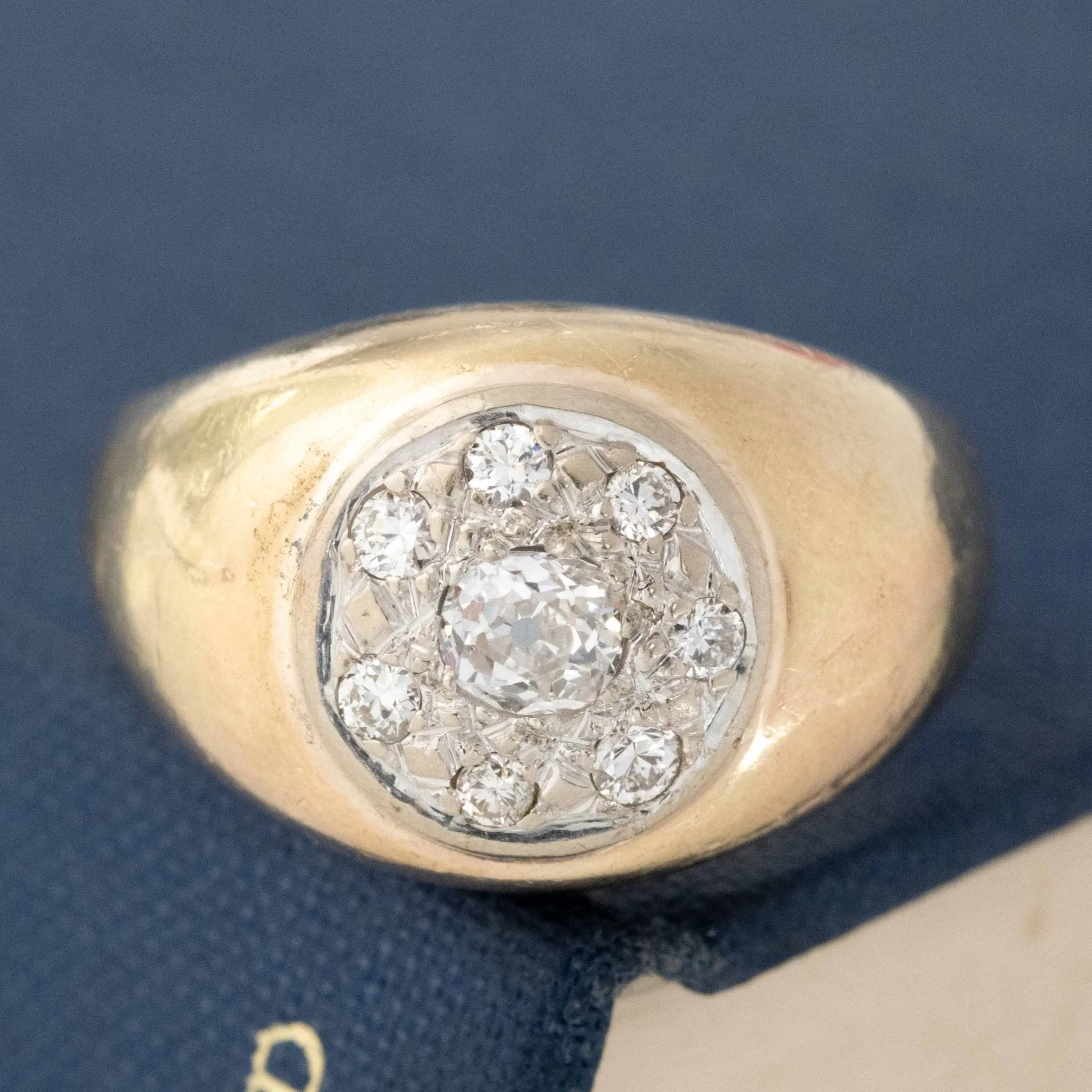 Vintage Old Mine Cut Diamond Cluster Ring