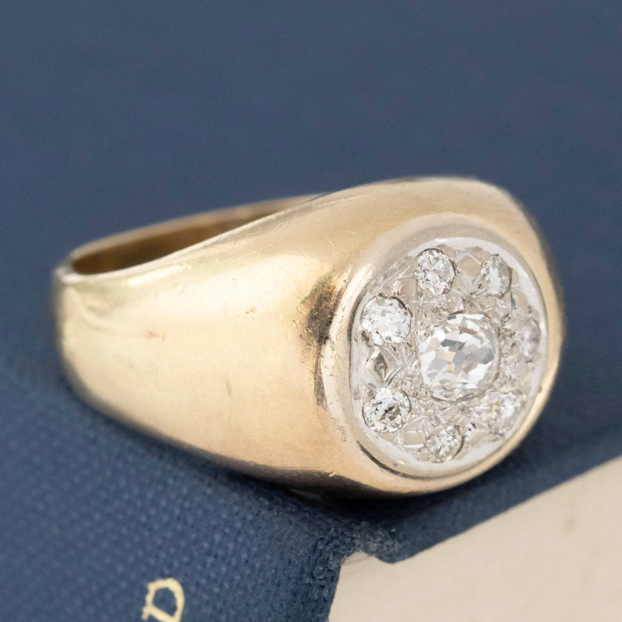 Vintage Old Mine Cut Diamond Cluster Ring