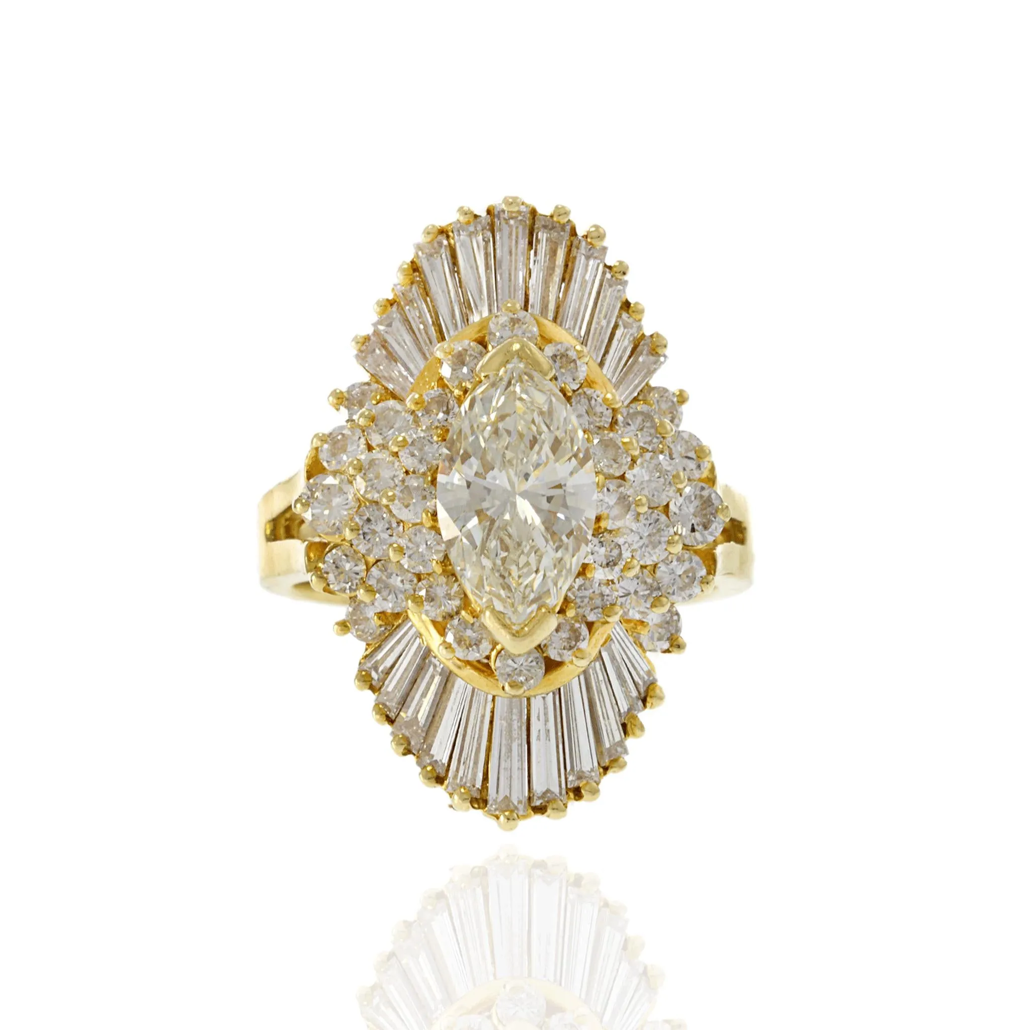 VINTAGE RETRO ERA 14KT YELLOW GOLD DIAMOND COCKTAIL RING