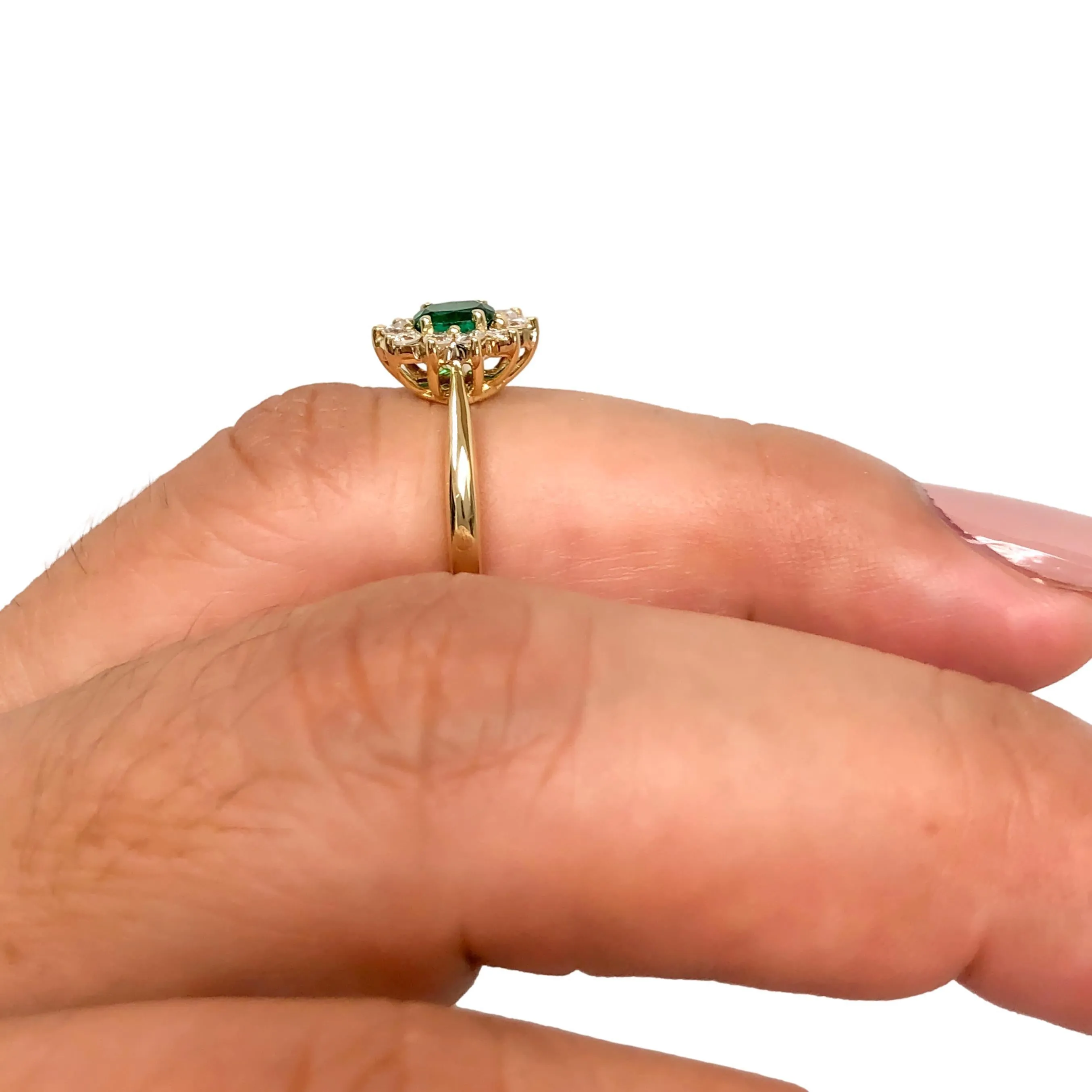 Vintage Tiffany & Co. Emerald and Diamond Cluster Ring 1980's