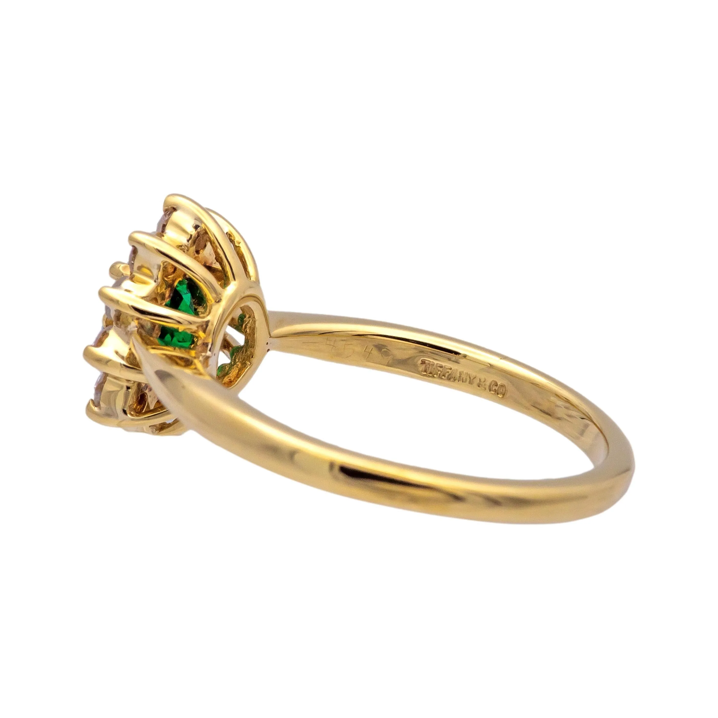 Vintage Tiffany & Co. Emerald and Diamond Cluster Ring 1980's