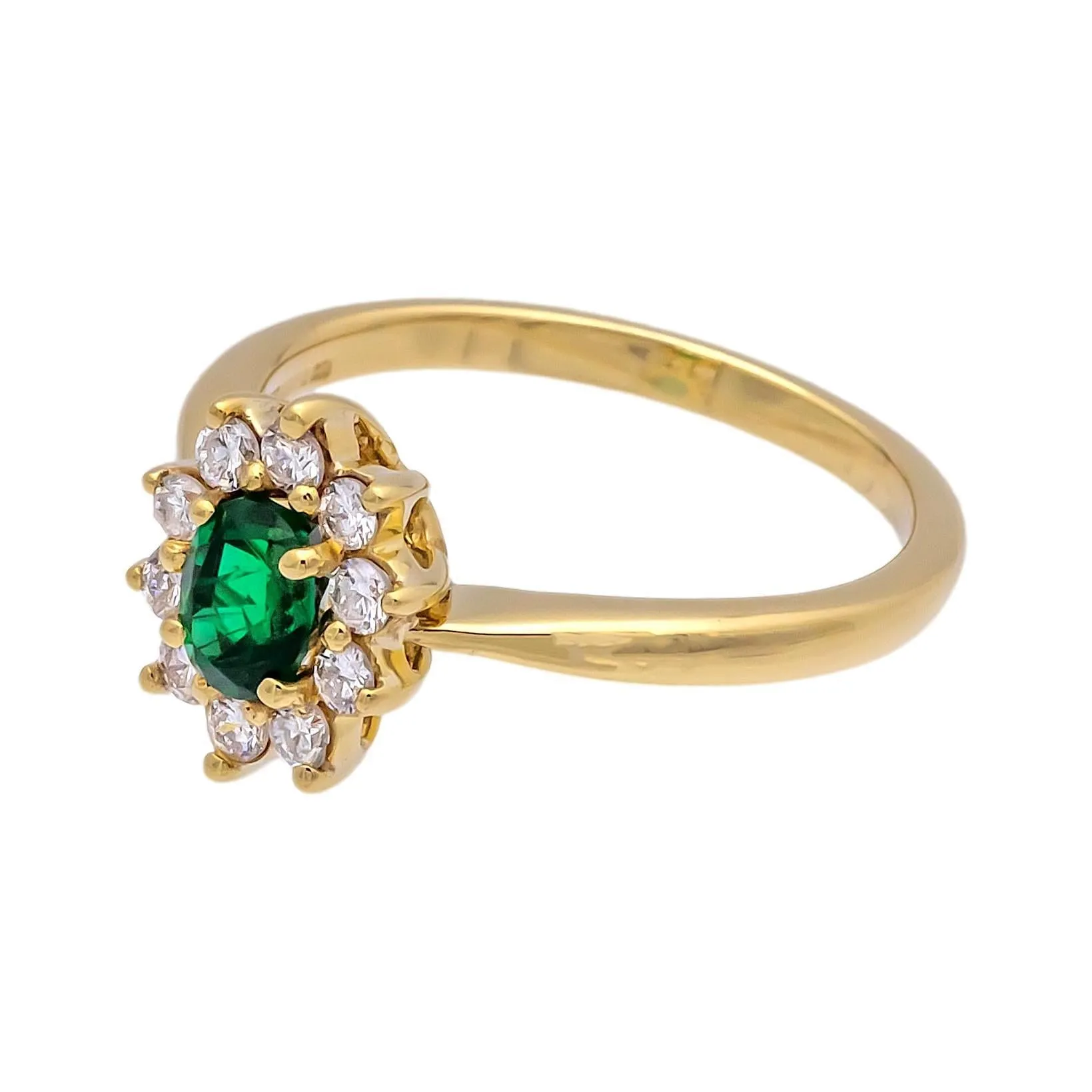 Vintage Tiffany & Co. Emerald and Diamond Cluster Ring 1980's