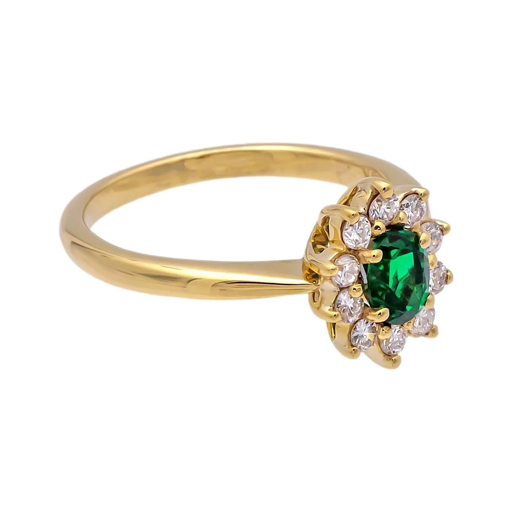 Vintage Tiffany & Co. Emerald and Diamond Cluster Ring 1980's