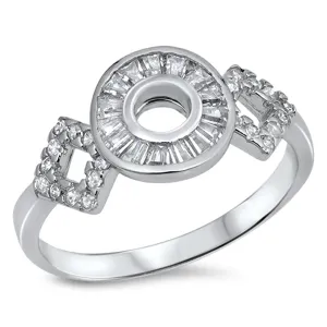 White CZ Round Square Retro Wedding Ring New 925 Sterling Silver Band Sizes 5-9