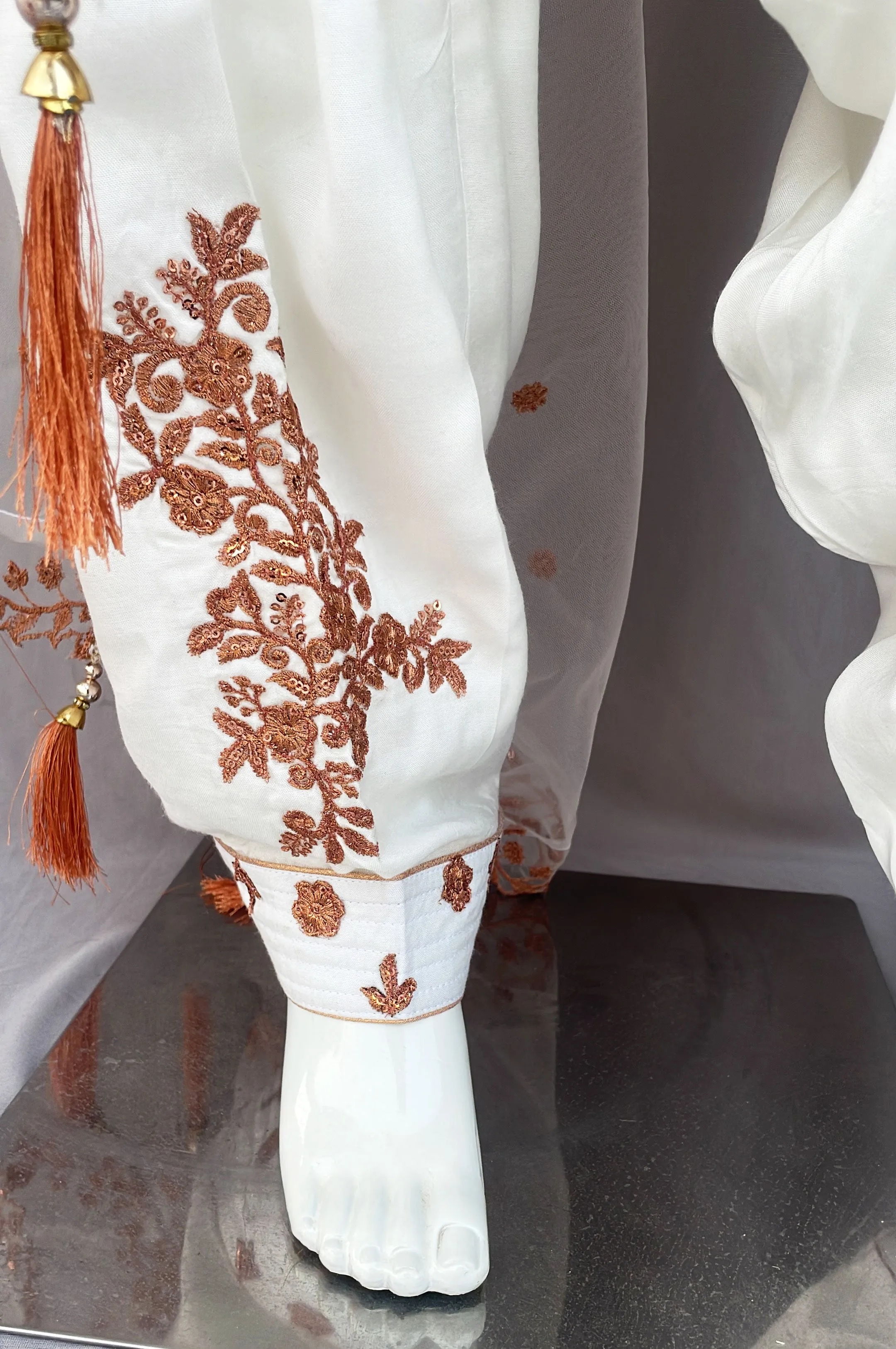 White Net Embroidered Punjabi Patiala Salwar Suit