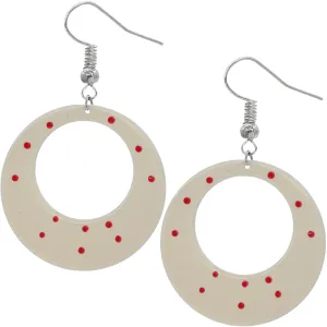 White Red Round Polka Dot Dangle Earrings