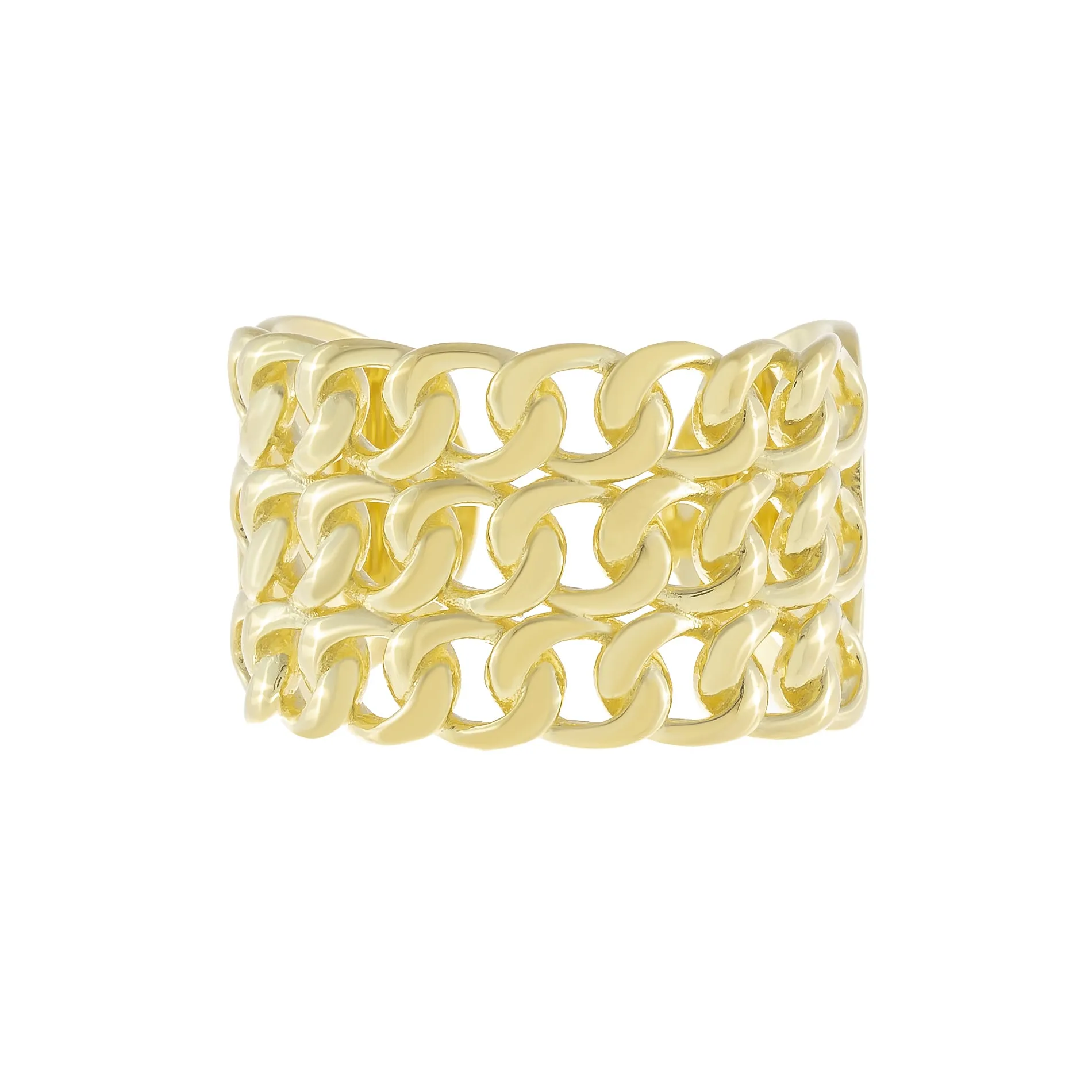 Wide Solid Multi Chain Link Ring