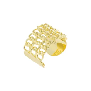 Wide Solid Multi Chain Link Ring