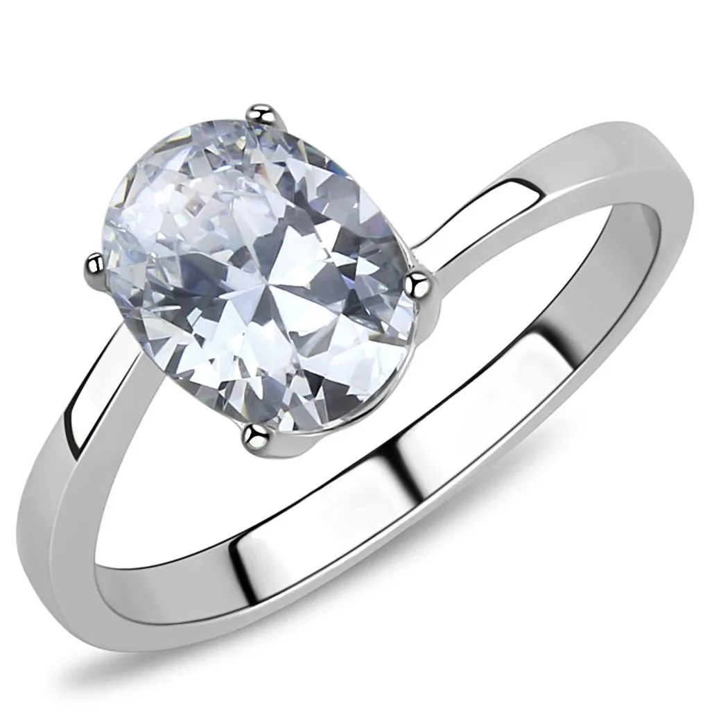 Women Stainless Steel Cubic Zirconia Rings TK3433