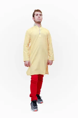 Yellow Cotton Kurta - Men's Shirt
