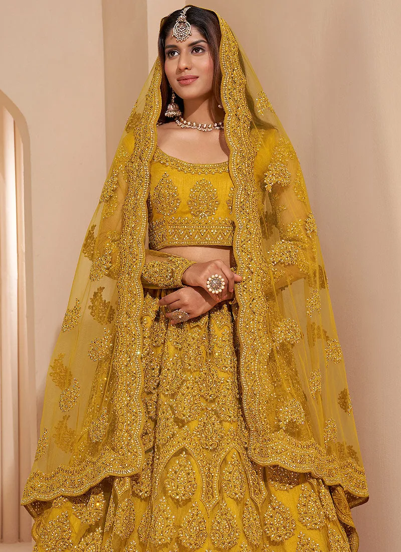 Yellow Embroidered Wedding Lehenga Choli