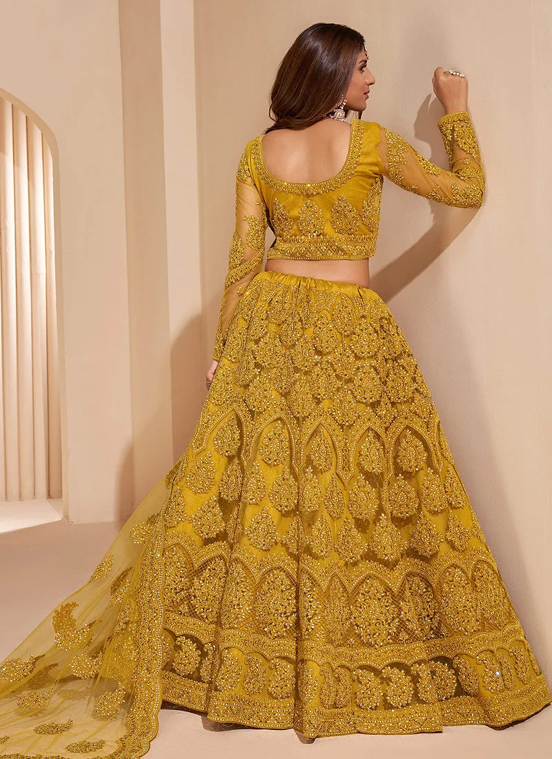Yellow Embroidered Wedding Lehenga Choli